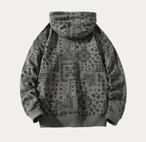 Paisley Pattern Bandana Print Knitted Hoodie